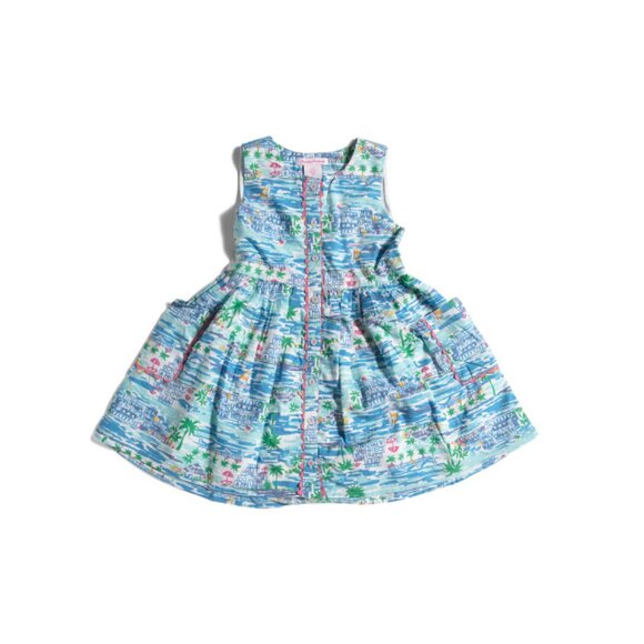 TOMMY BAHAMA Blue Toddler Girls Sleeveless Button Front Dress